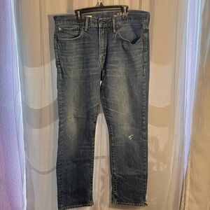 Gap 1969 34x30 Mens Jeans Straight Standard Medium Wash Cotton Light Distressed